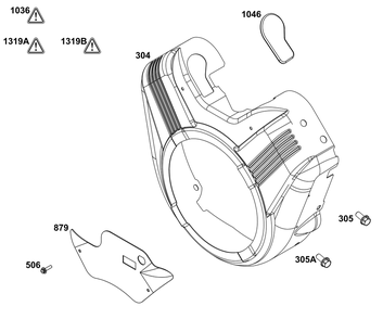 Blower Housing Group Diagram and Parts List for 296442-0010-H5 200000 - 399999 Briggs and Stratton Engine